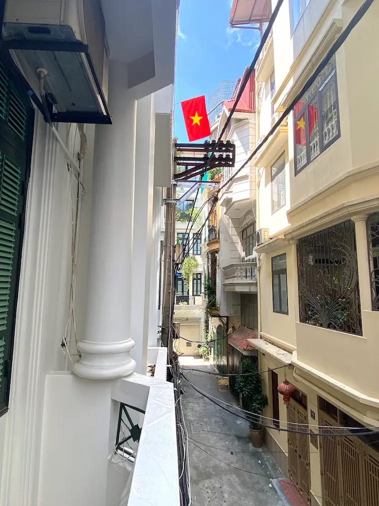View from the balcony into a quiet alley