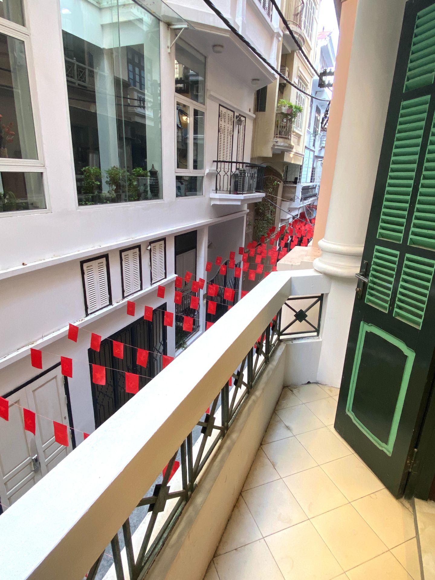 View from the balcony into a quiet alley