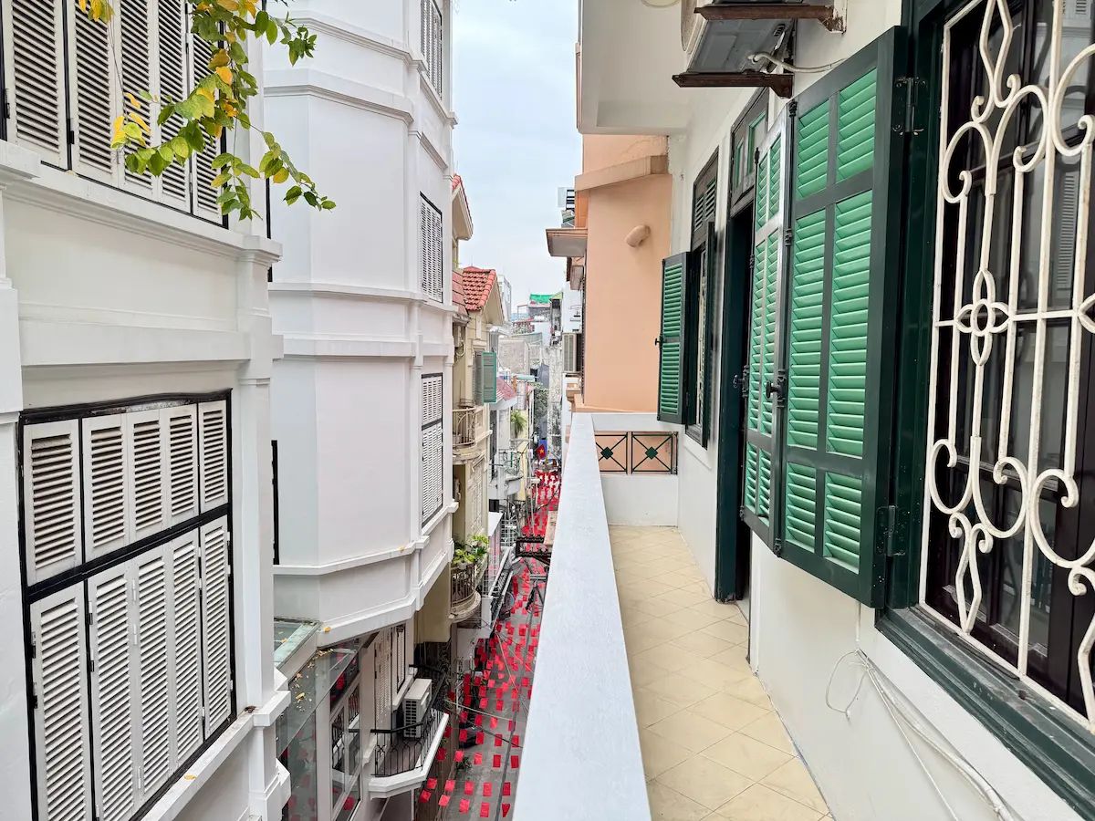 View from the balcony into a quiet alley